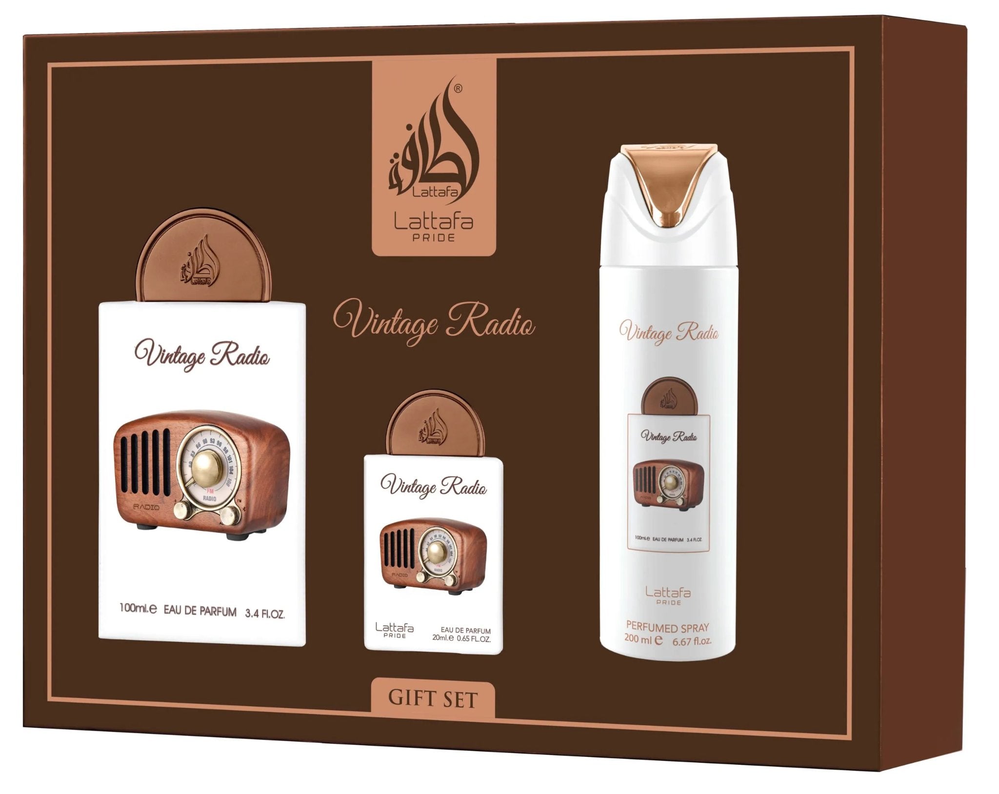 Coffret cadeau Vintage Radio (3 pièces) – Lattafa Pride